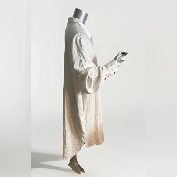 Universal Standard Sea Side Button-Up Shirt Dress Linen Blend Boho  XL 14-16 - Picture 3 of 10